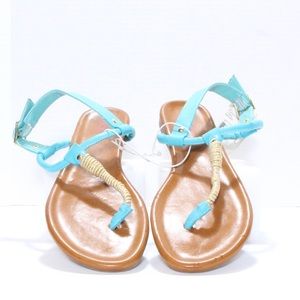 BONGO Turquoise Wasabi T-strap Greek Sandals Size 7
